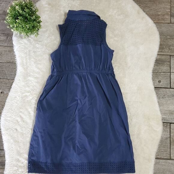 Motherhood Maternity Blue Button-Up Sleeveless Eyelet Dress, Size Small - Picture 7 of 9
